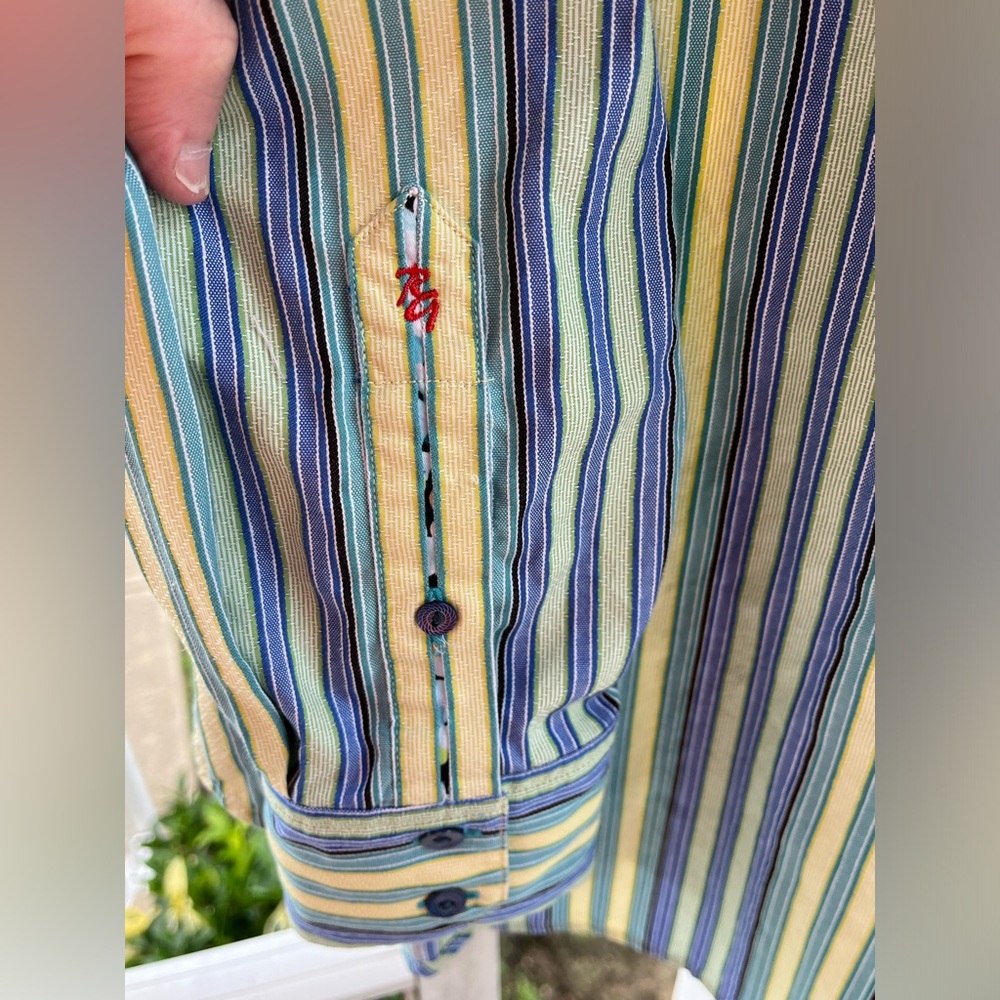 Men's Robert Graham Beautiful Multi Color Long Sleeve Dress Shirt, Cotton - L - Picture 10 of 12